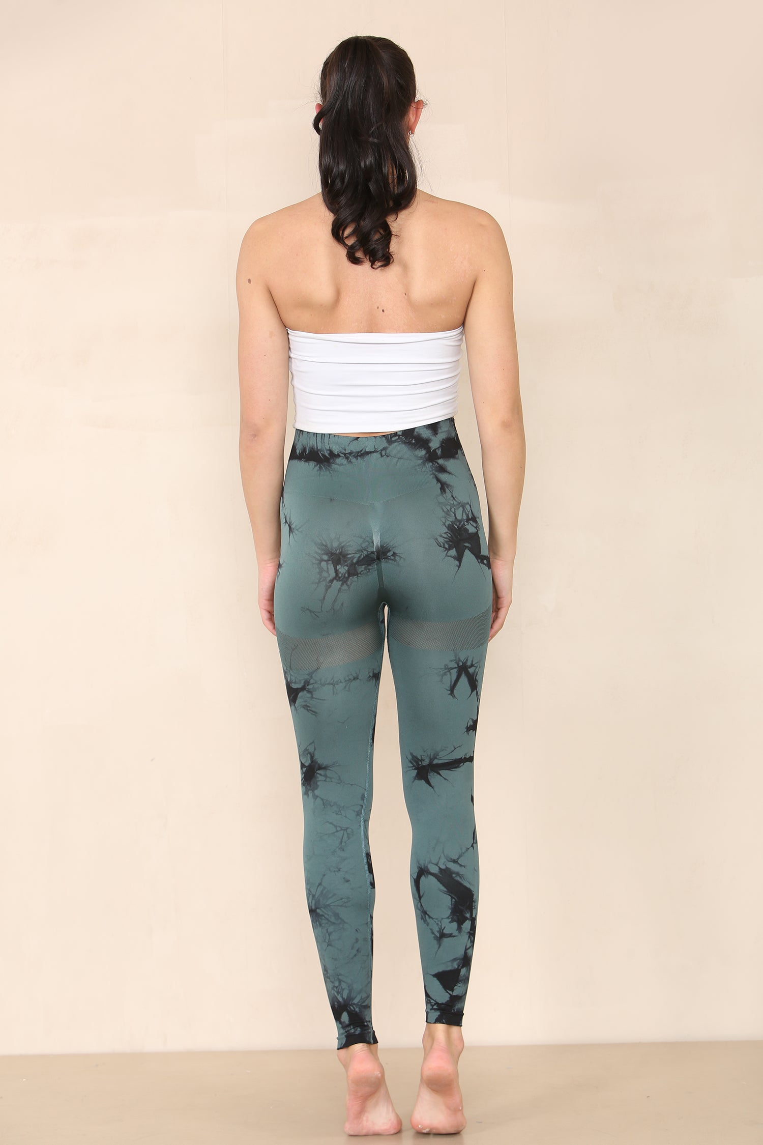 Khaki Green Tie Dye Print Bum Sculpt Leggings - Cecilia - Storm Desire