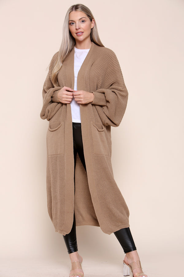 Mocha Oversize Longline Knitted Cardigan - Kori - Storm Desire