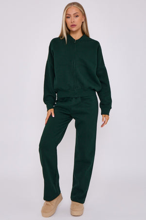 Bomber Style Oversize Fleece Zipper & Jogger Set - Sara - Storm Desire