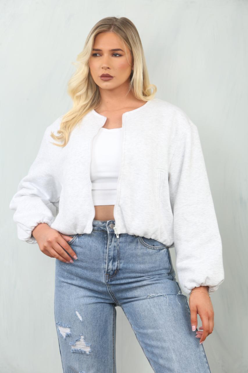Soft Bubble Hem Bomber Jacket - Amoura - Storm Desire