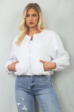 Soft Bubble Hem Bomber Jacket - Amoura - Storm Desire