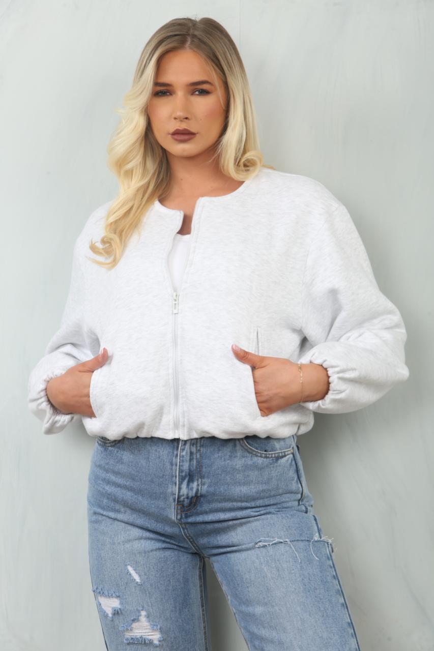 Soft Bubble Hem Bomber Jacket - Amoura - Storm Desire