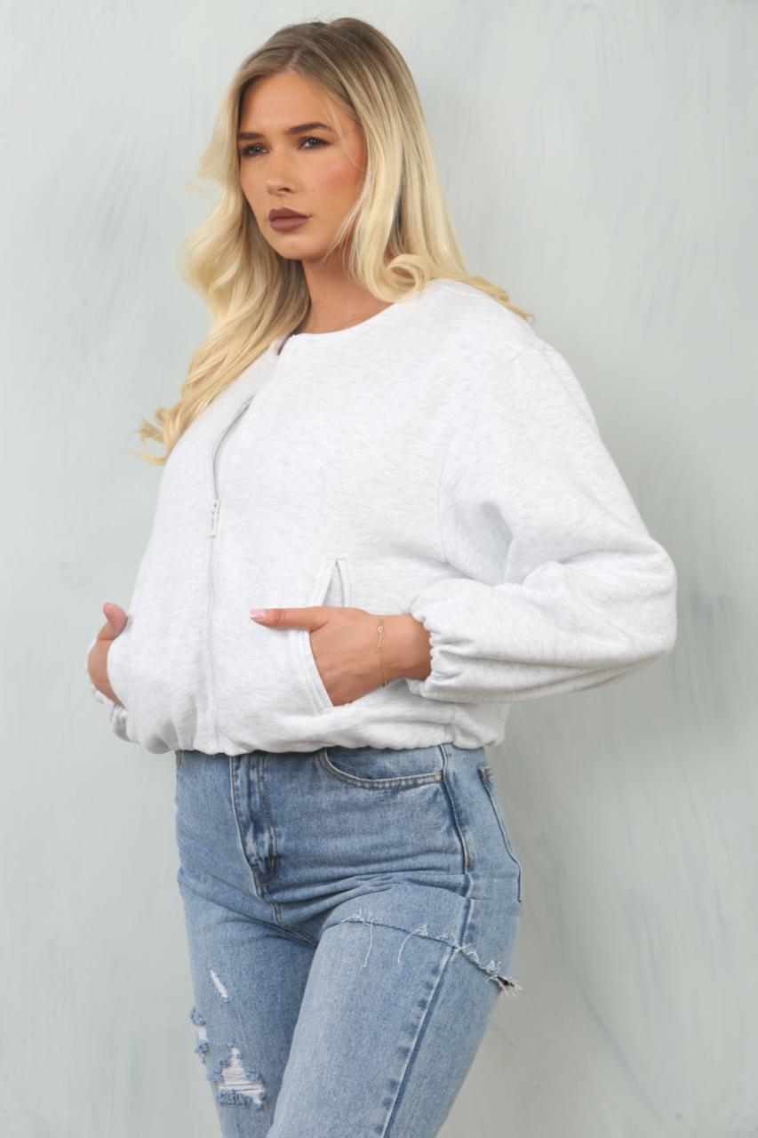 Soft Bubble Hem Bomber Jacket - Amoura - Storm Desire