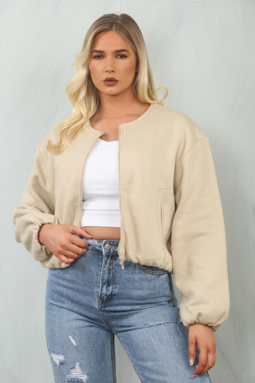 Soft Bubble Hem Bomber Jacket Amoura