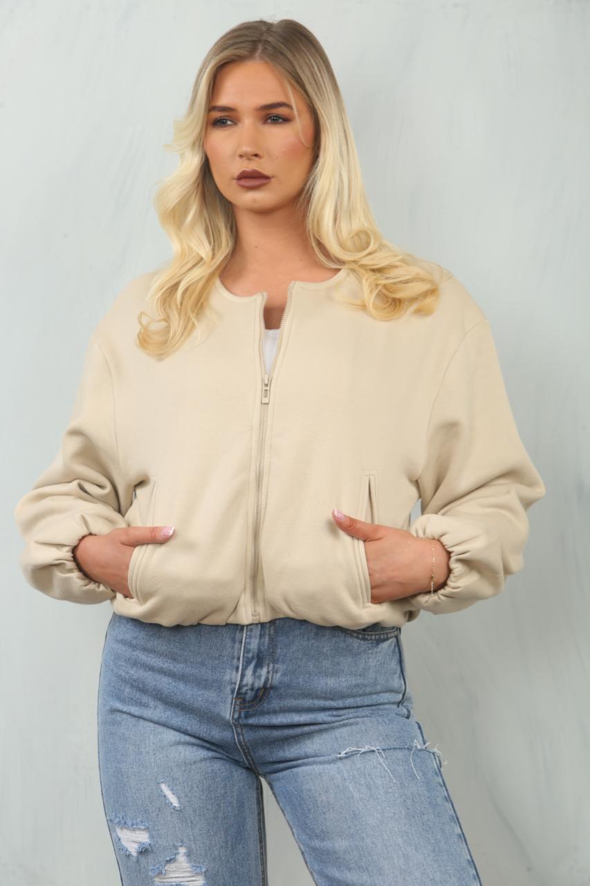 Soft Bubble Hem Bomber Jacket - Amoura - Storm Desire