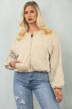 Soft Bubble Hem Bomber Jacket - Amoura - Storm Desire