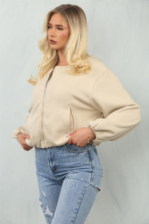 Soft Bubble Hem Bomber Jacket - Amoura - Storm Desire