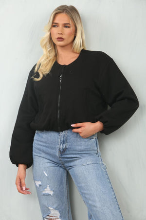 Soft Bubble Hem Bomber Jacket - Amoura - Storm Desire