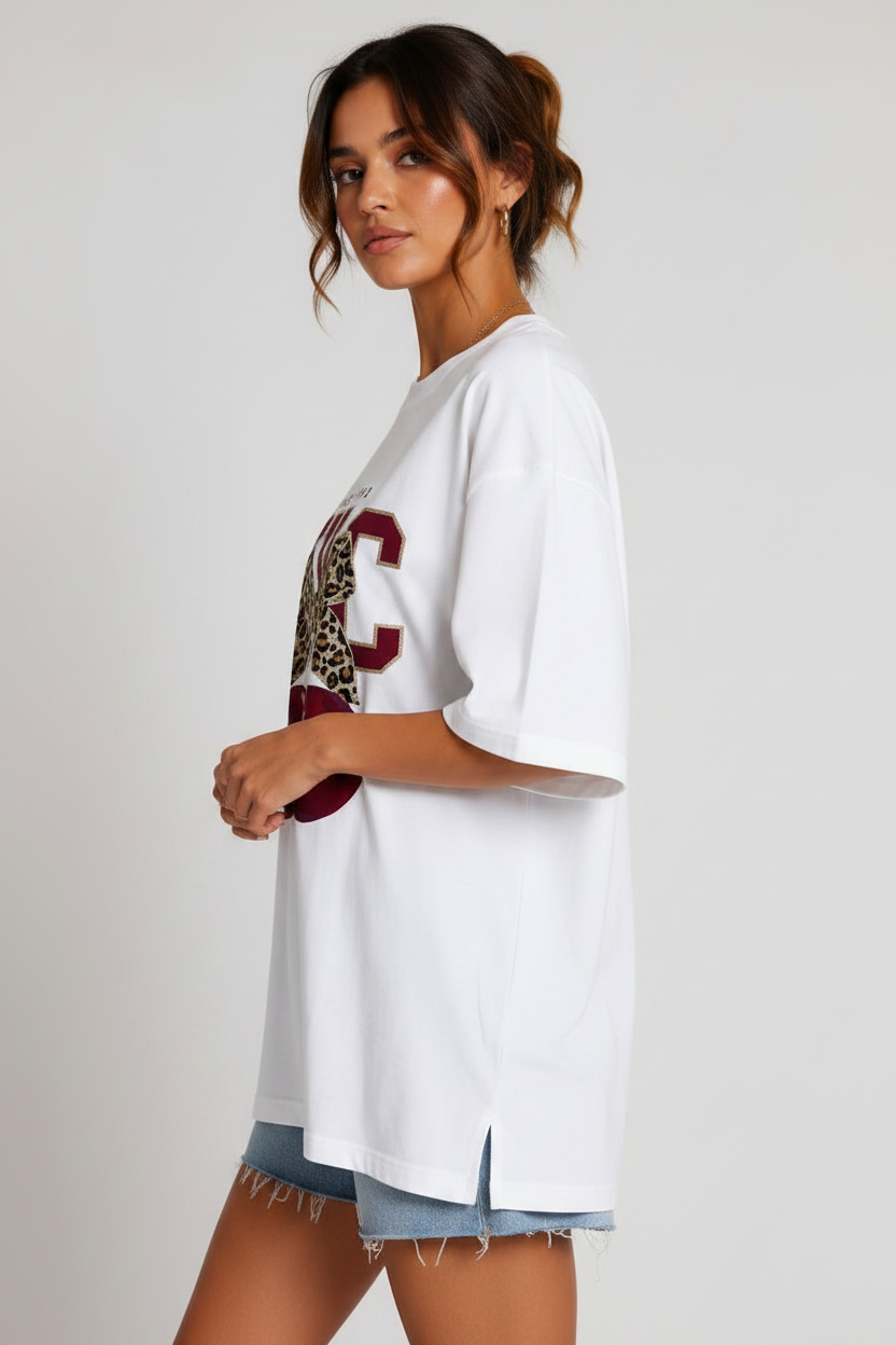Oversized NYC Cherry Graphic T-Shirt -  Evie