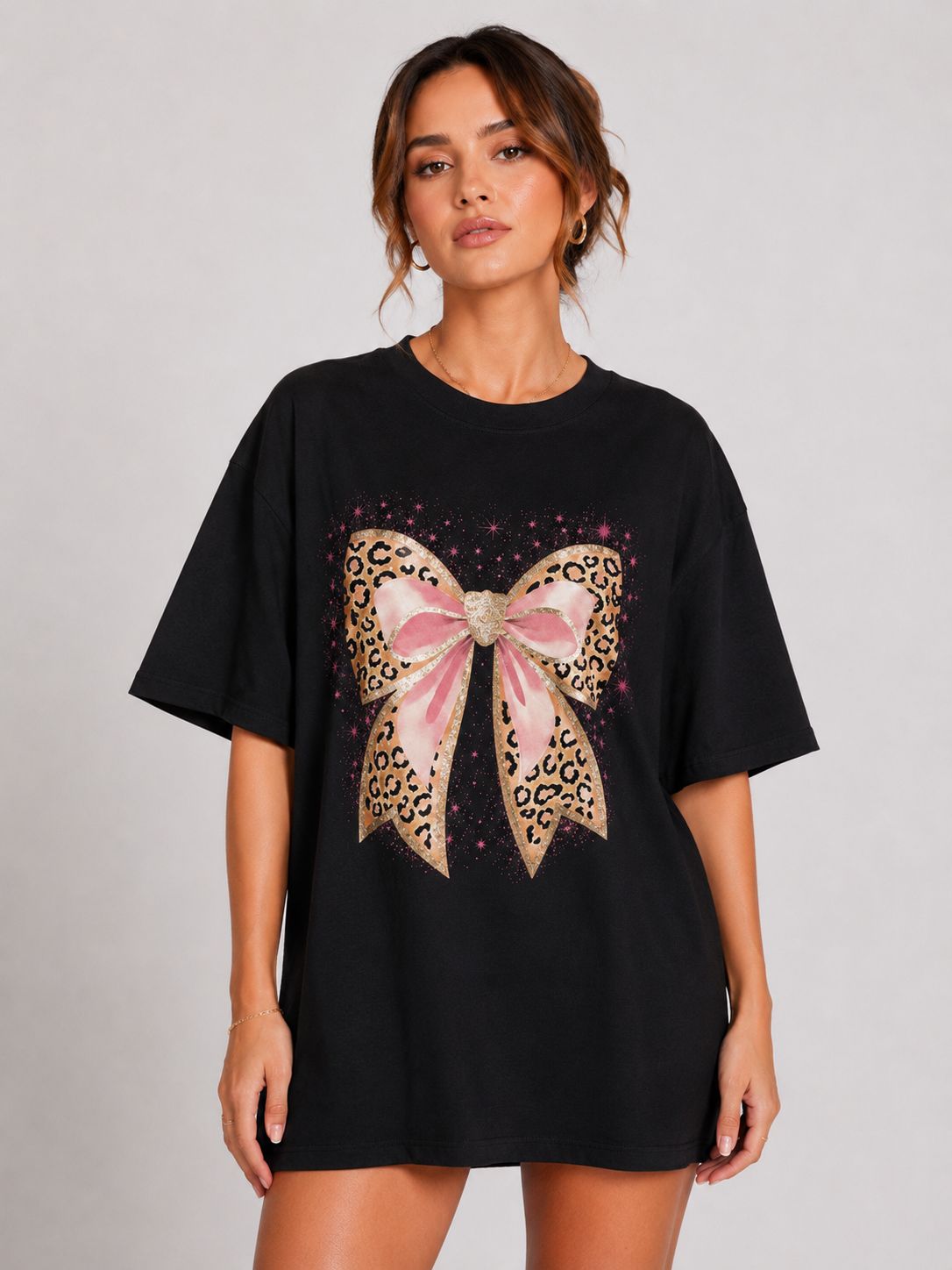 Gold Bow Sparkle T Shirt Anna