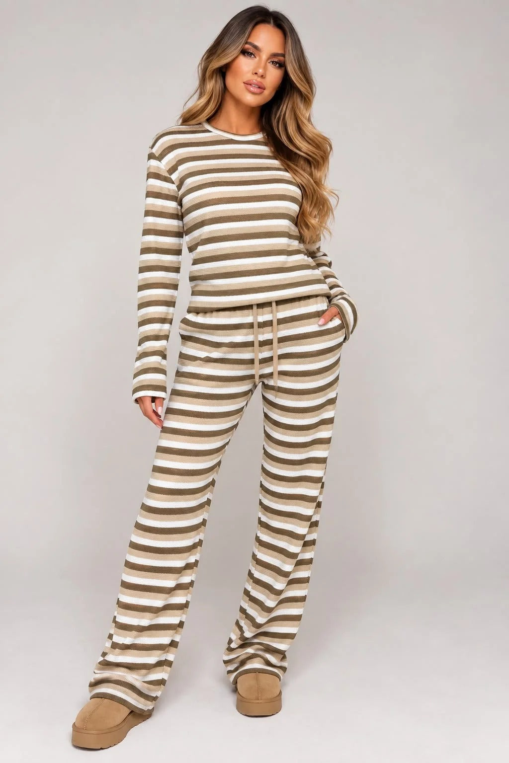 Beige Multi Stripe Top & Trouser Co-ord - Ximena