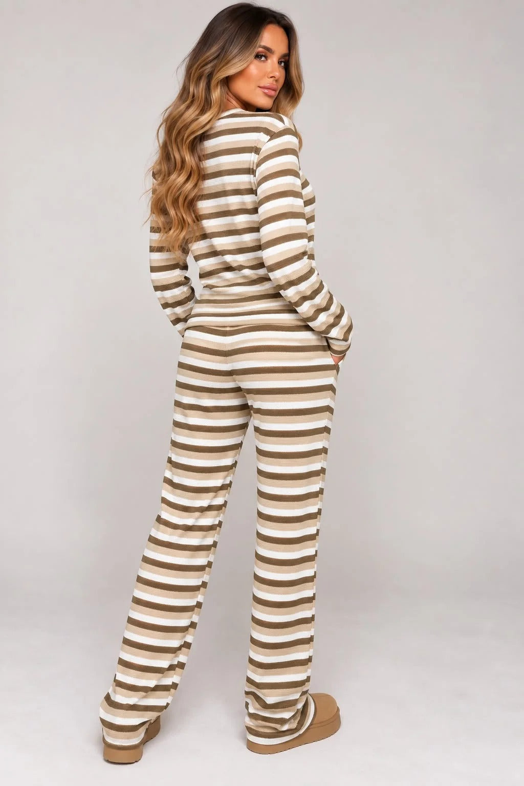 Beige Multi Stripe Top & Trouser Co-ord - Ximena