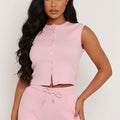 Ribbed Button Short Sleeve Top and Shorts Co-ord - Kelsey