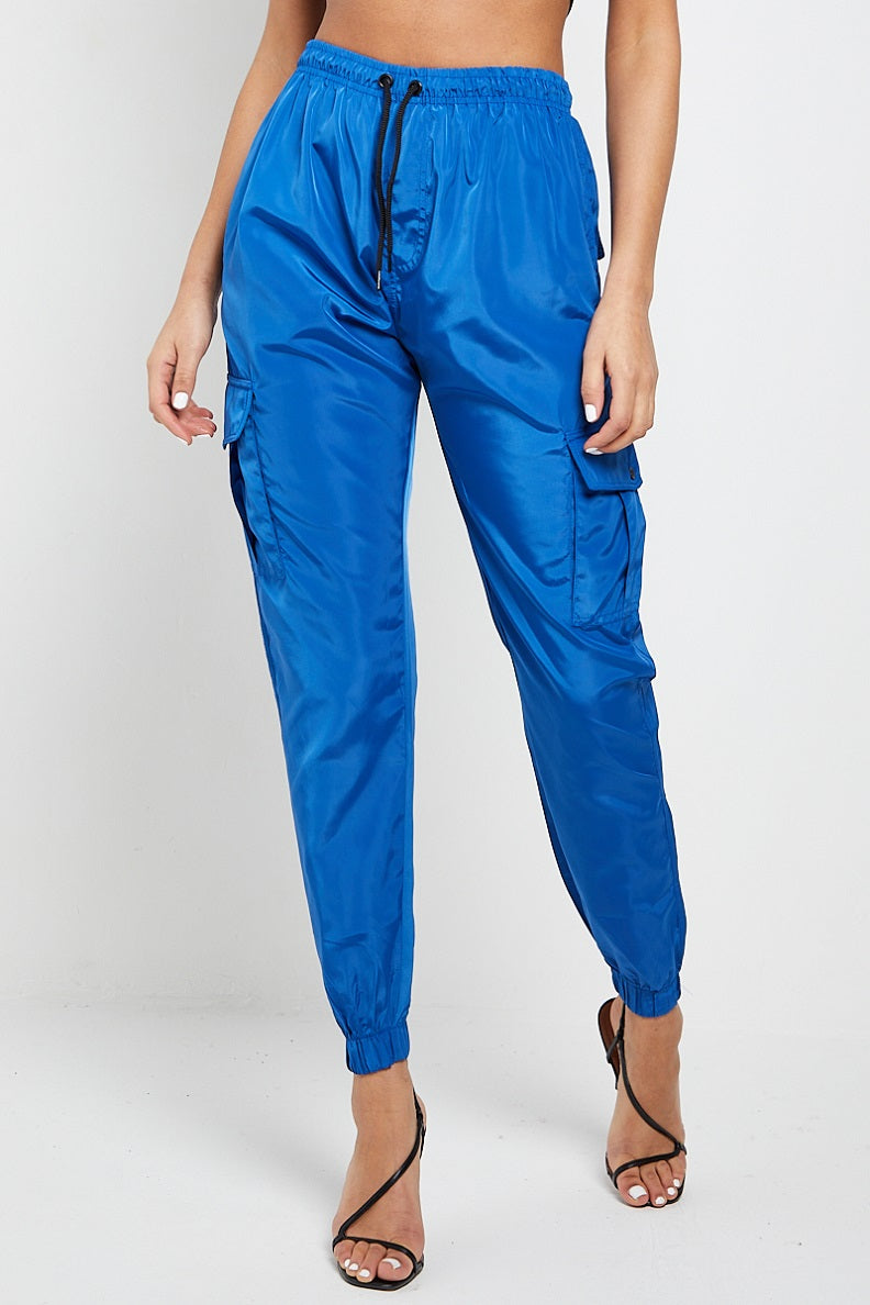 Royal Blue Lightweight Shell Cargo Joggers - Allie - Storm Desire