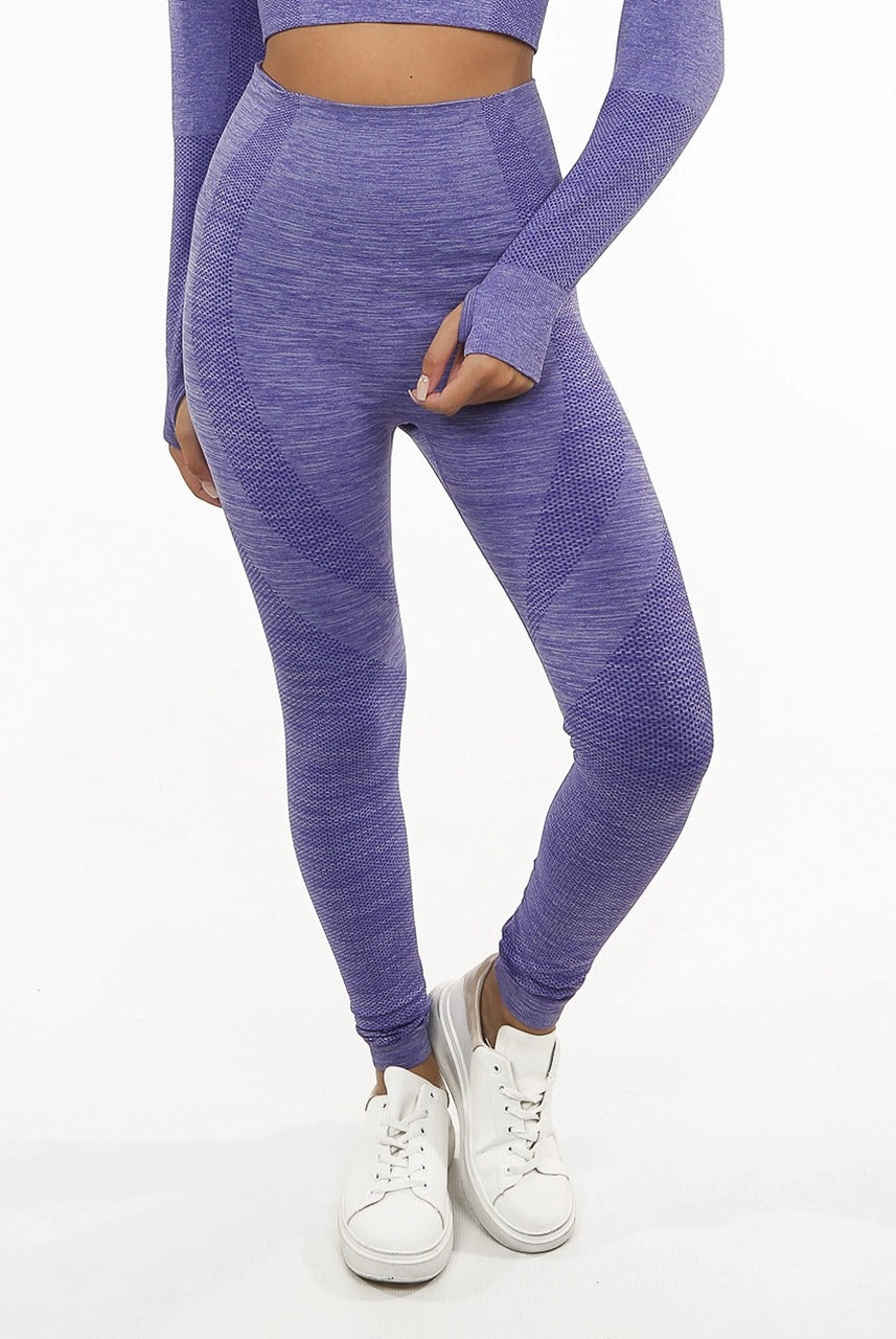 Lilac Ribbed Textured Active Top & Pants Set - Astrid - Storm Desire