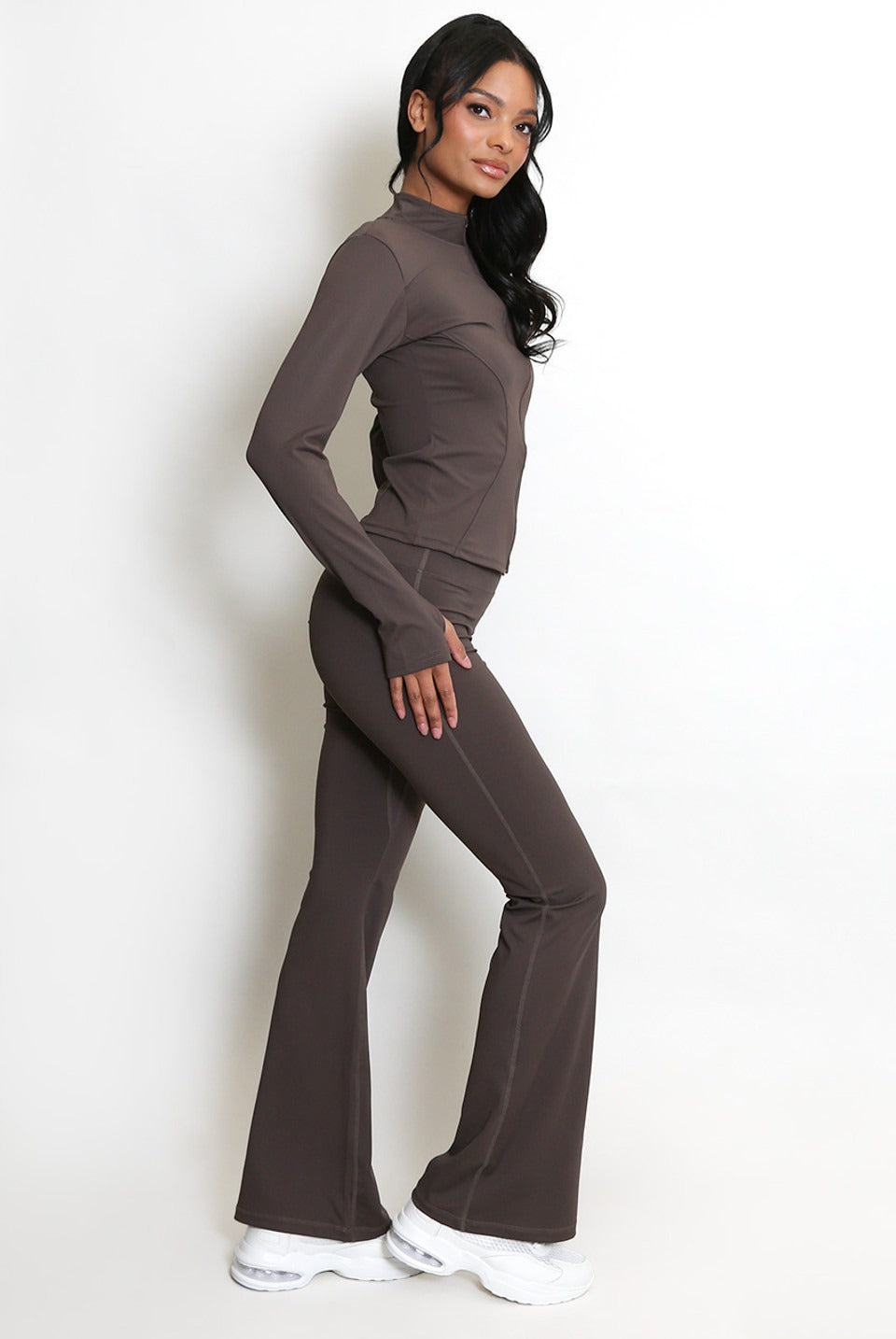 Back In Stock Active Zip Top And Push Up Flare Trouser Set - Hayden