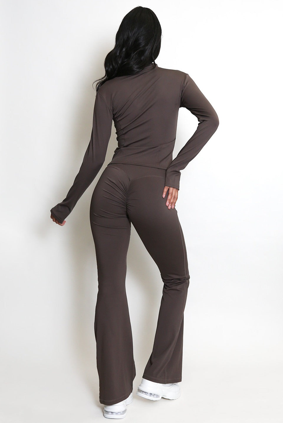 Back In Stock Active Zip Top And Push Up Flare Trouser Set - Hayden