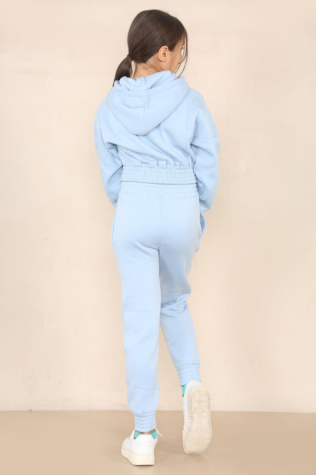 Kids Baby Blue Crop Hooded Loungewear - Valentina - Storm Desire
