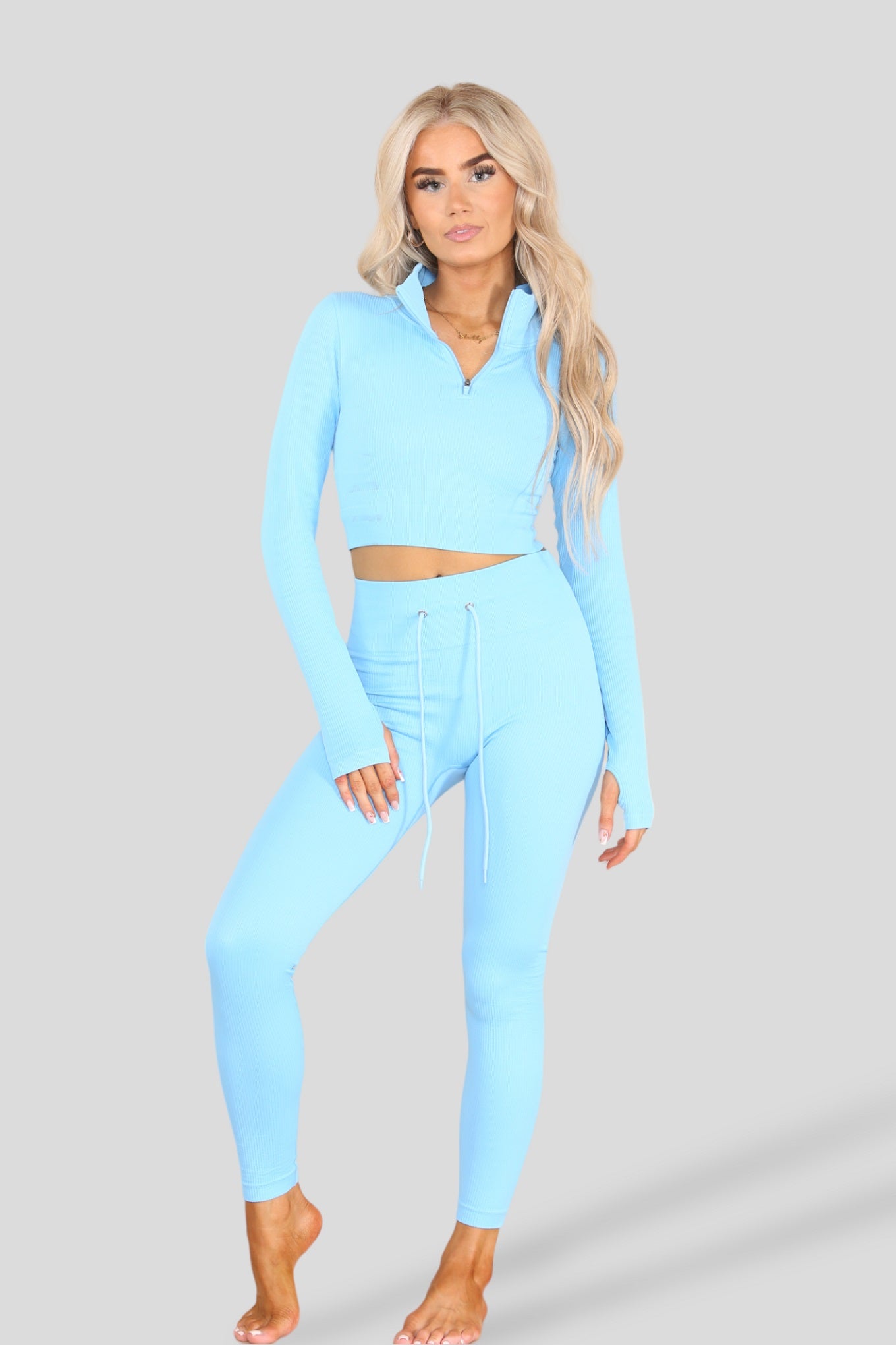 Ribbed Zip Top & Leggings Active Set - Gwen - Storm Desire