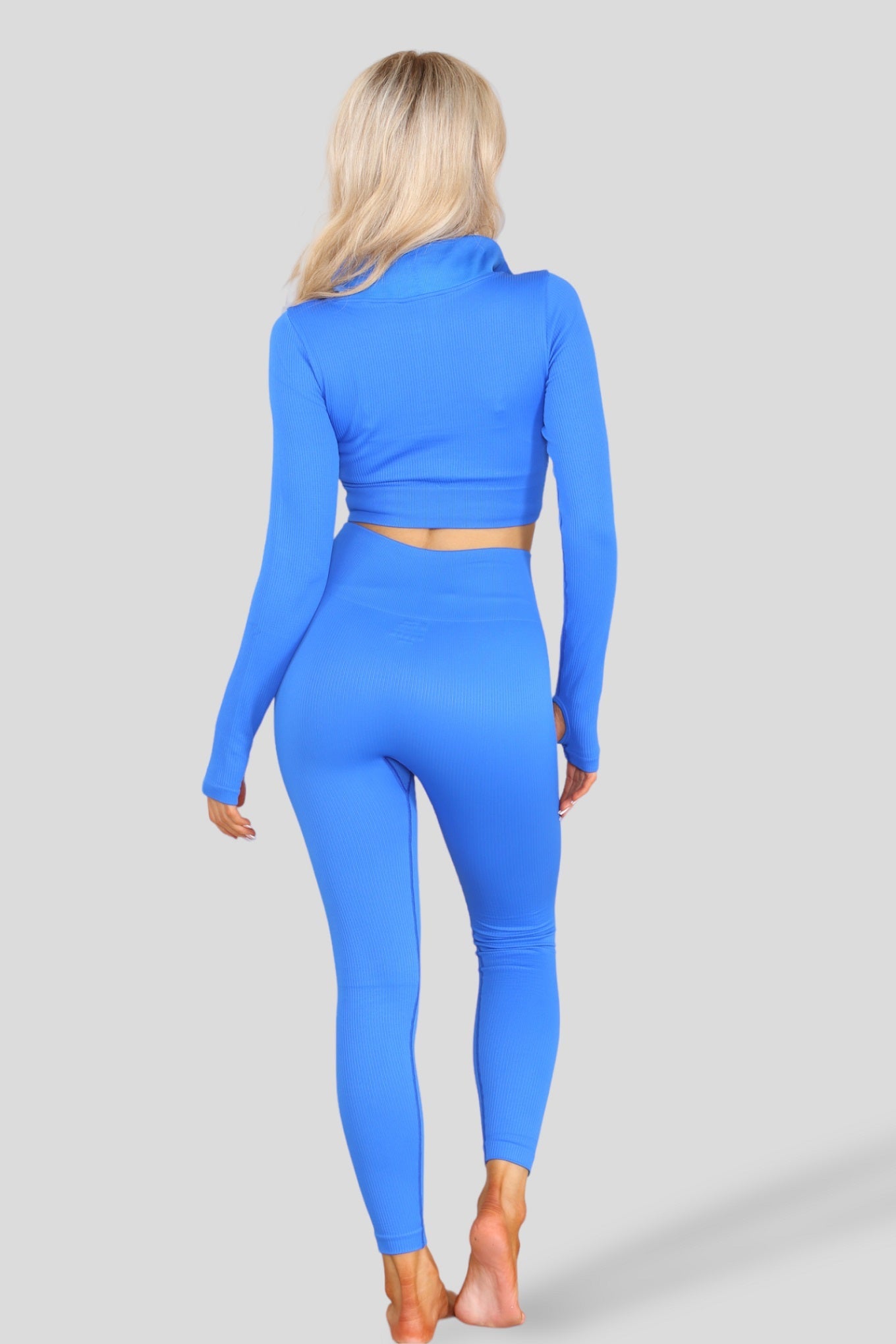 Royal Blue Ribbed Zip Top & Leggings Active Set - Gwen - Storm Desire