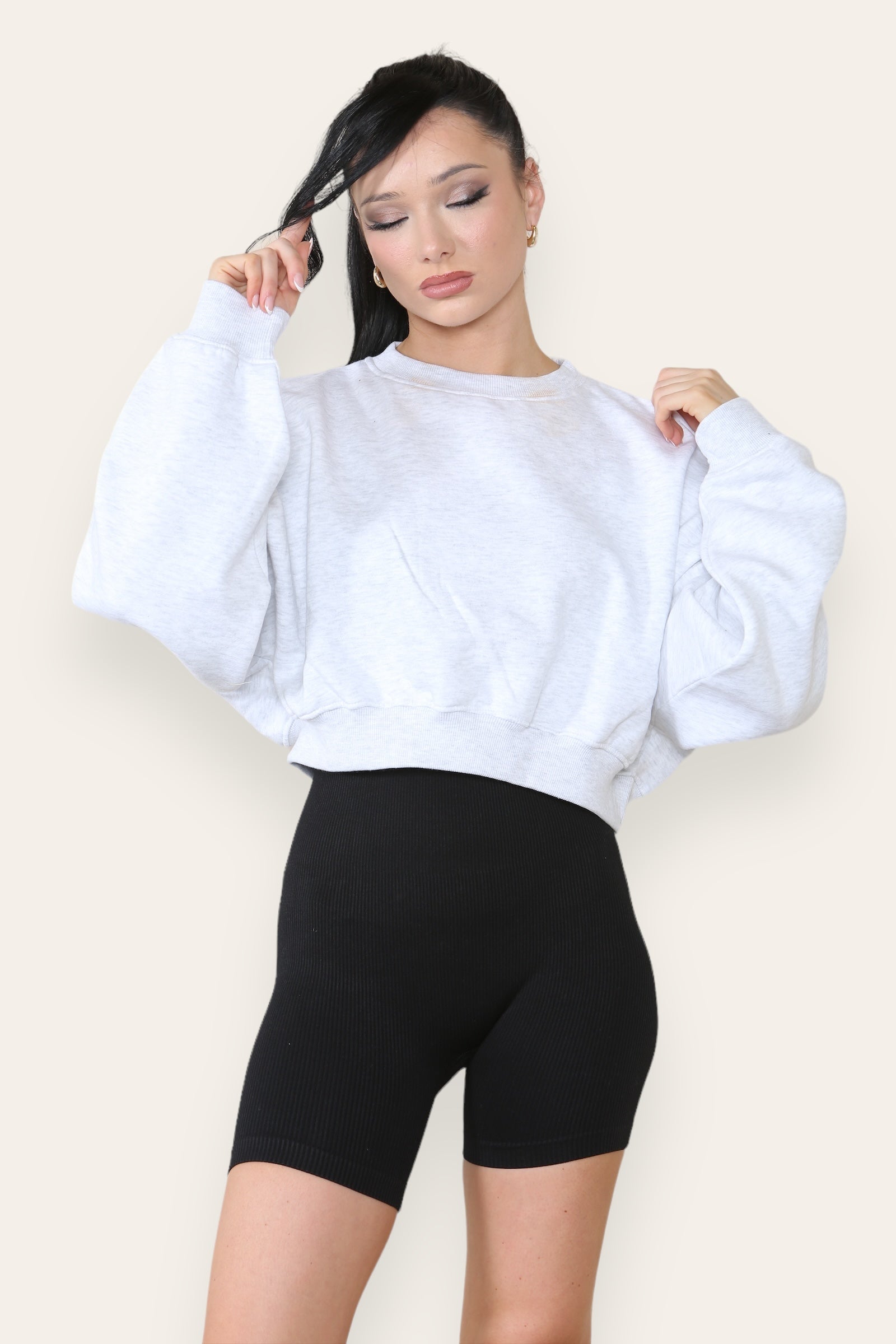 Fleece Jersey Baggy Crop Jumper Logan