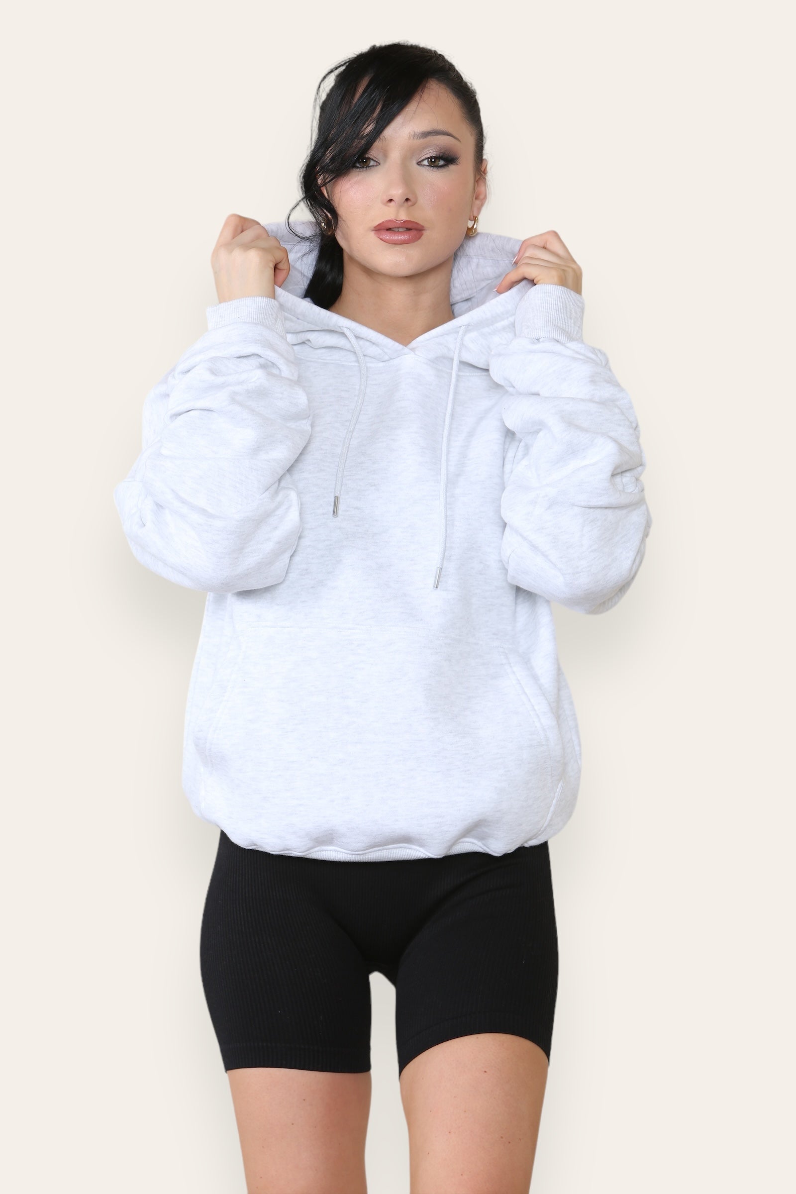 Ruched Sleeve Hooded Sweatshirt - Kora - Storm Desire
