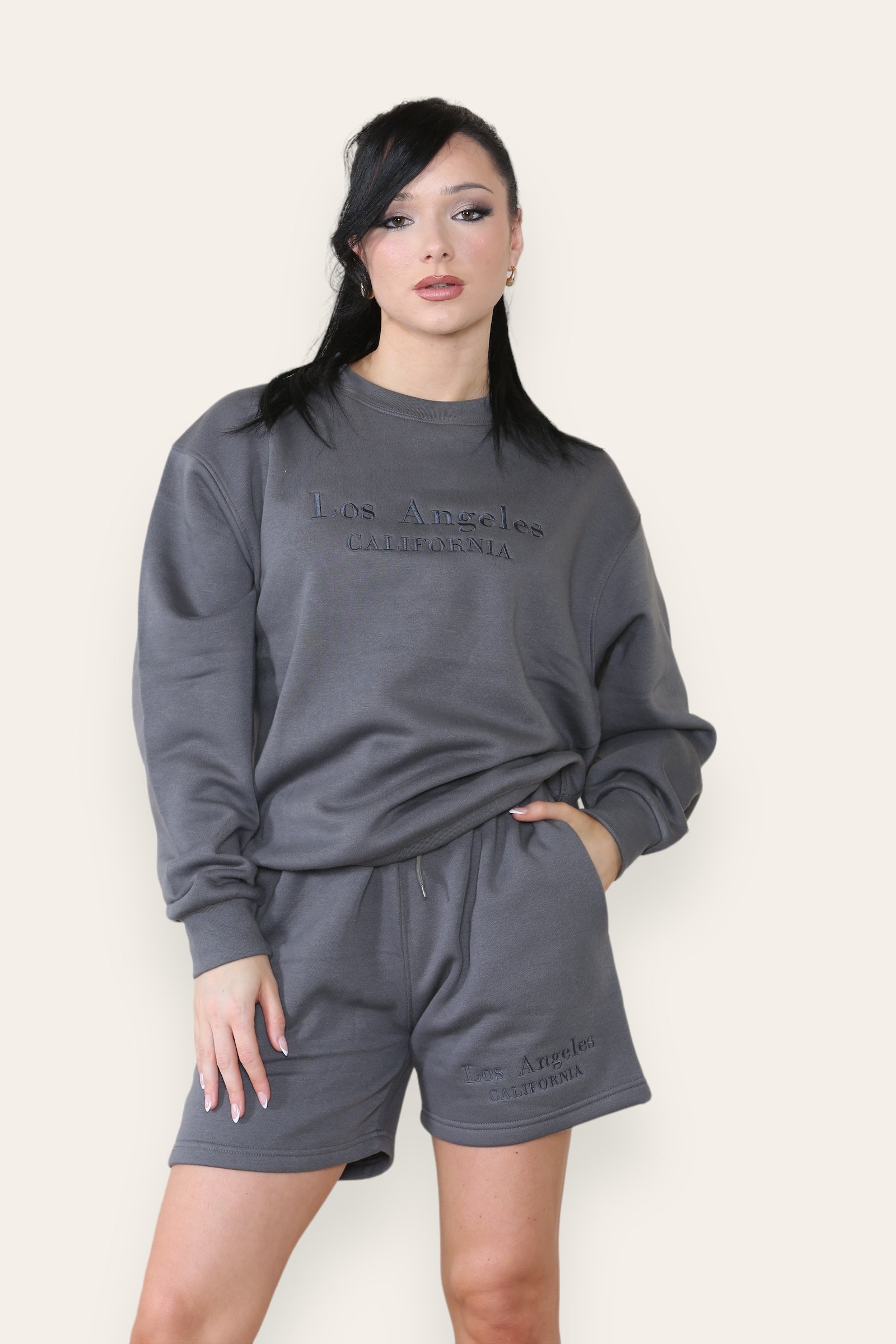 Los Angeles Sweatshirt & Shorts Set - Maci - Storm Desire