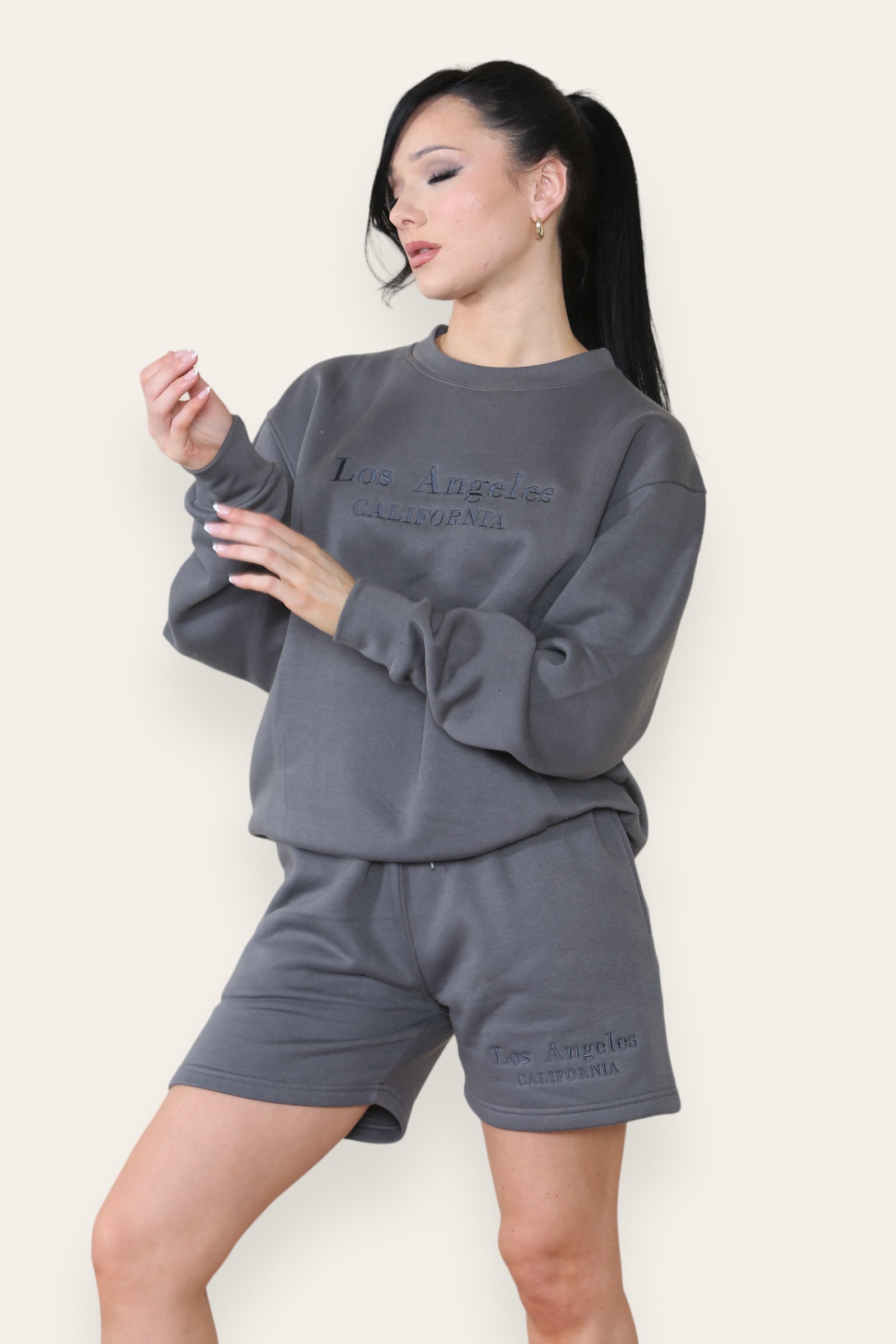 Los Angeles Sweatshirt & Shorts Set - Maci - Storm Desire