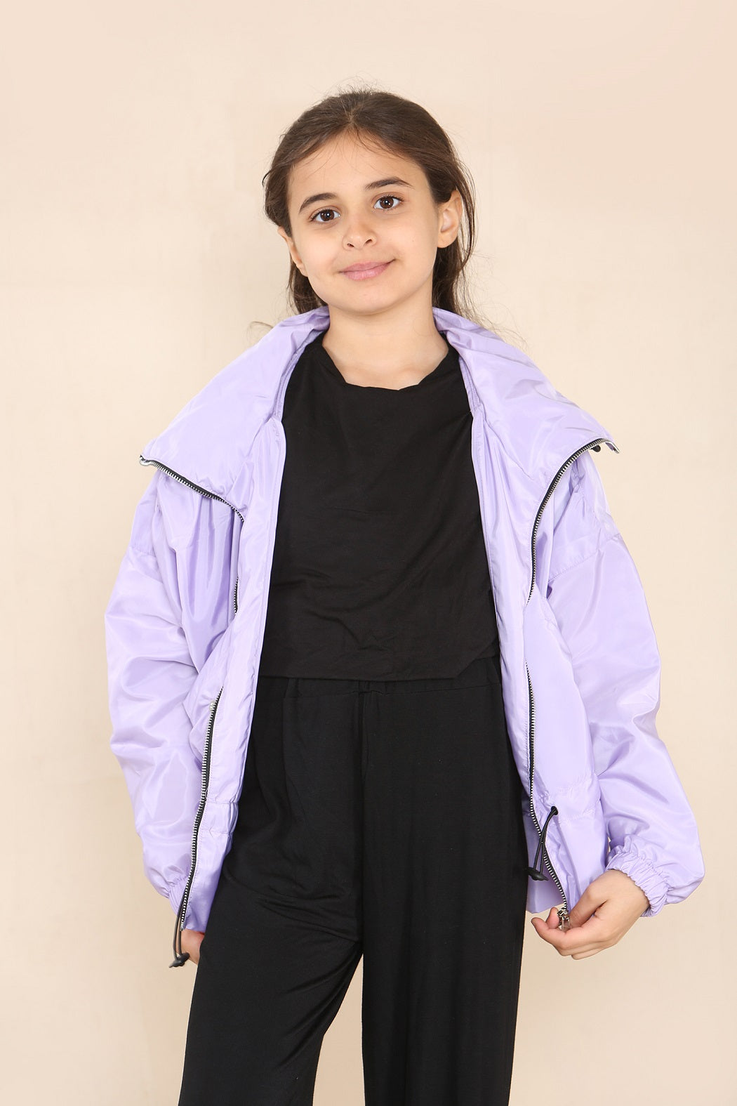 Kids Lilac High Neck Hooded Festival Jacket - Parker - Storm Desire