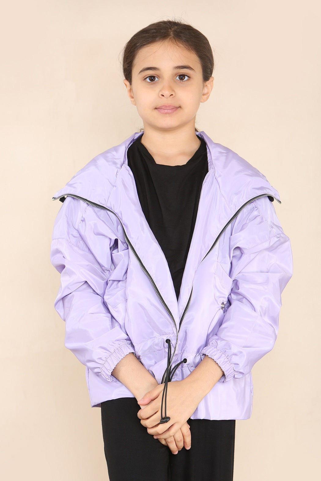 Kids Lilac High Neck Hooded Festival Jacket - Parker - Storm Desire