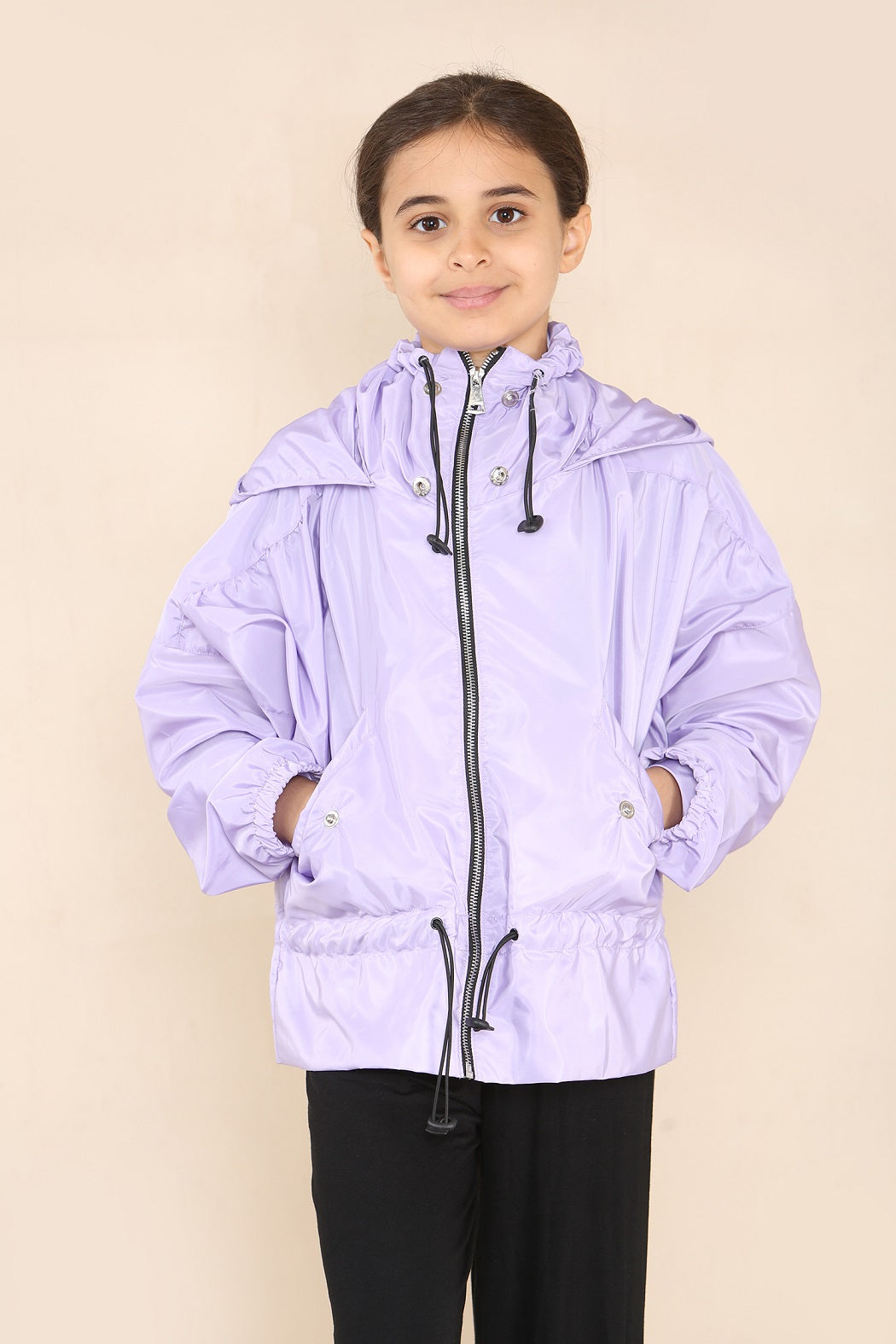 Kids Lilac High Neck Hooded Festival Jacket - Parker - Storm Desire