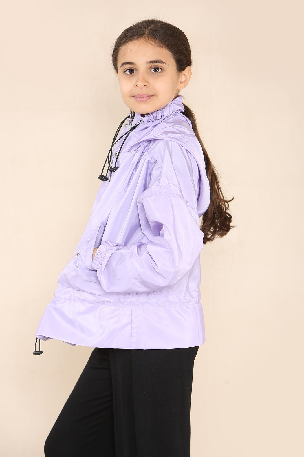 Kids Lilac High Neck Hooded Festival Jacket - Parker - Storm Desire