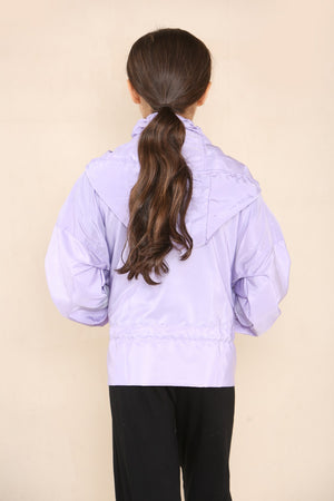 Kids Lilac High Neck Hooded Festival Jacket - Parker - Storm Desire