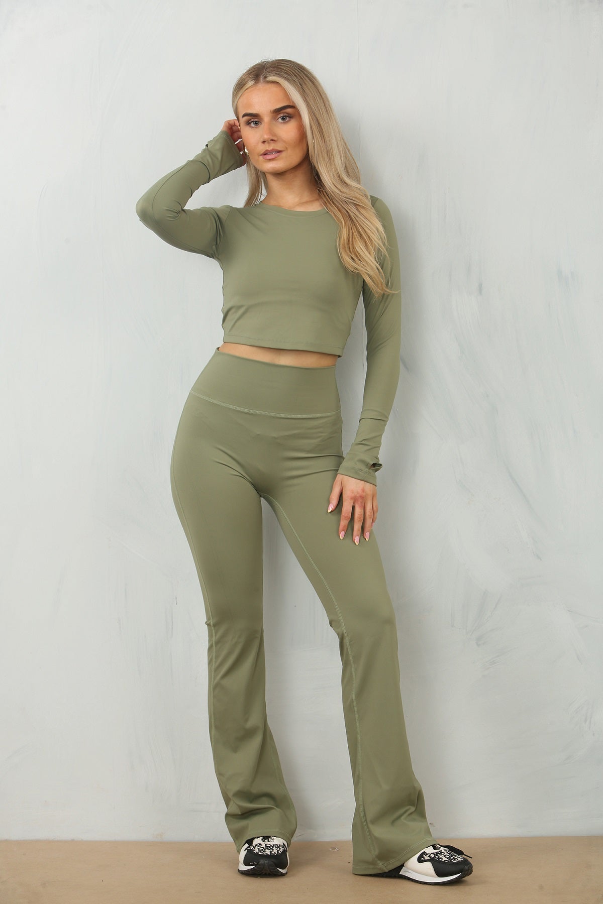 Active Tie Back Top And Flare Trouser Set - Hazel - Storm Desire