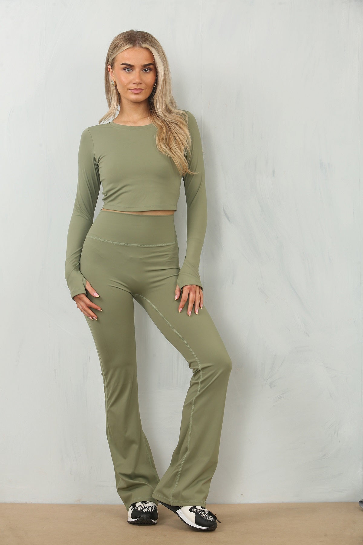 Active Tie Back Top And Flare Trouser Set - Hazel - Storm Desire