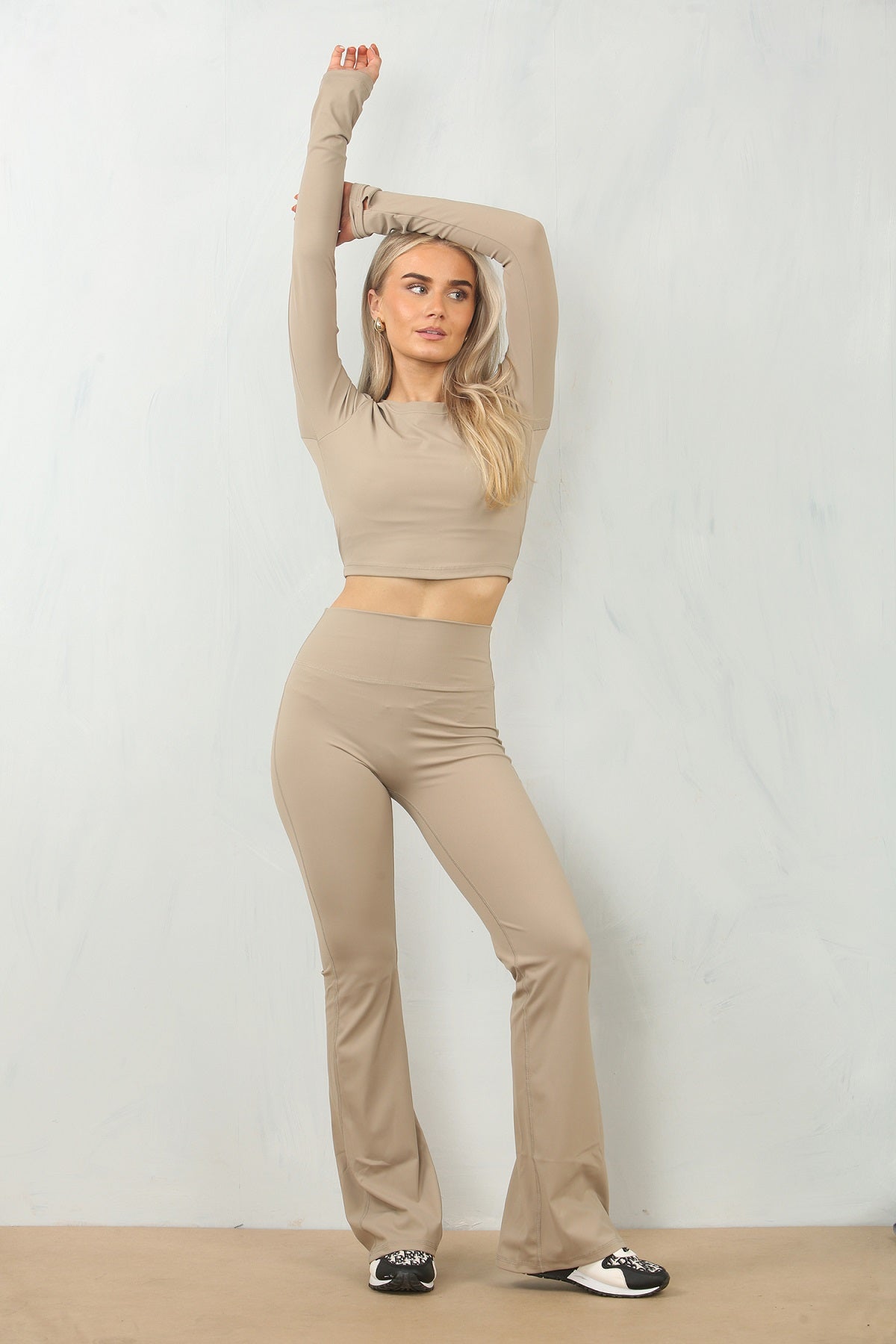 Active Tie Back Top And Flare Trouser Set - Hazel - Storm Desire