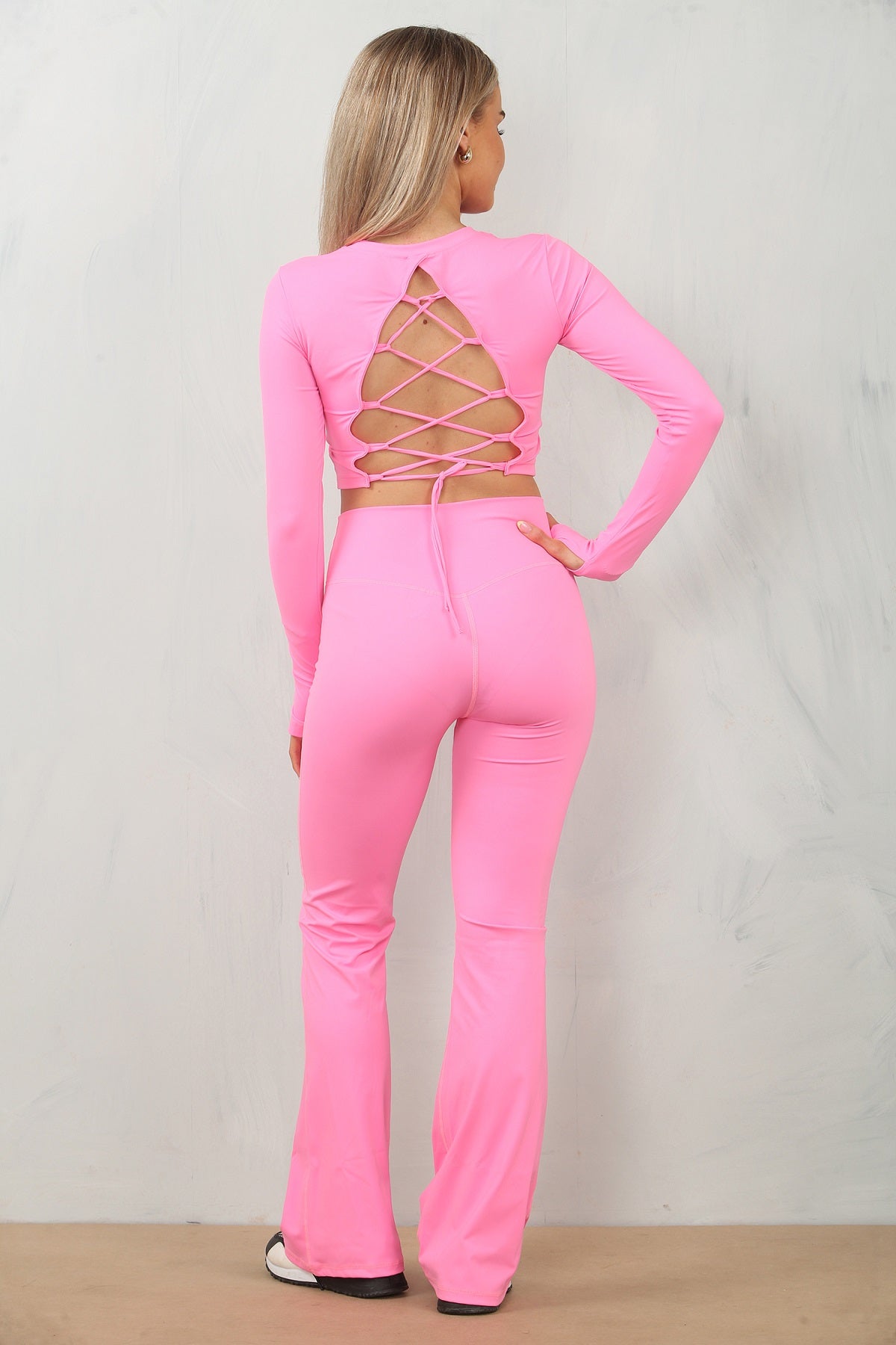 Active Tie Back Top And Flare Trouser Set - Hazel - Storm Desire