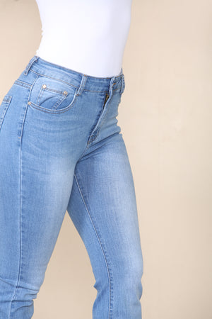 Light Blue High Waist Flare Jeans - Zelda - Storm Desire