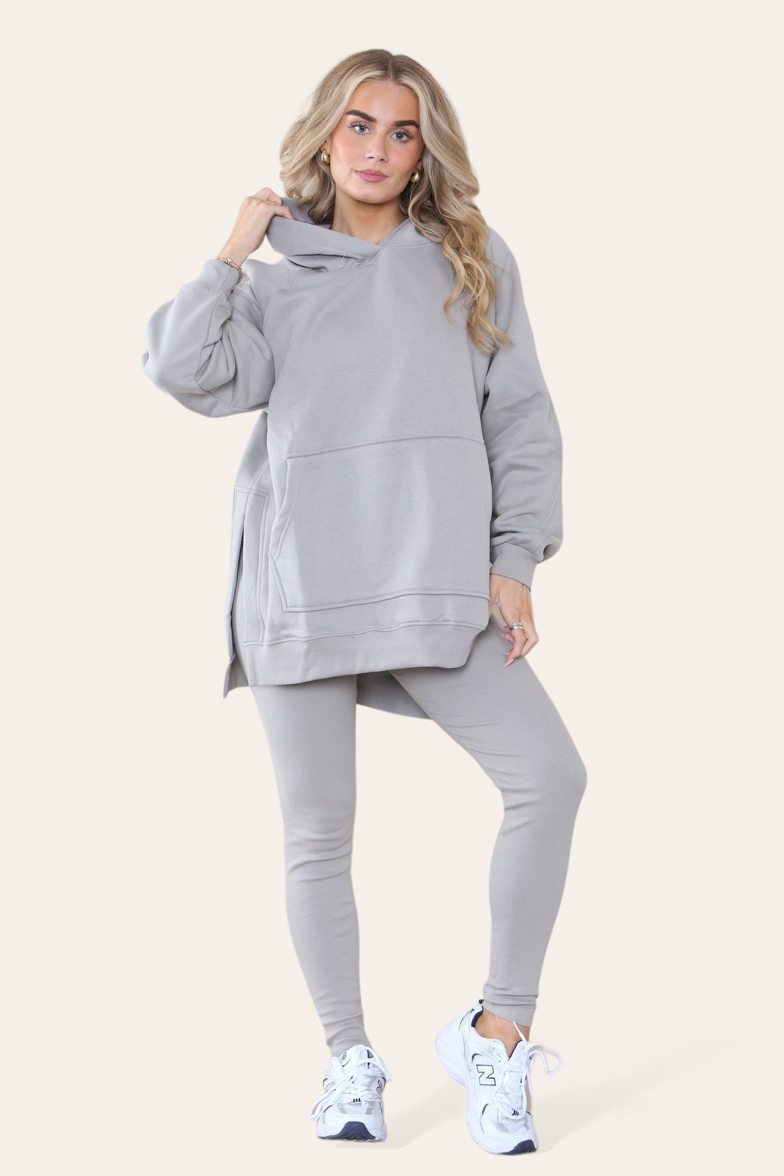 Oversized Split Sides Hoodie & Ribbed Leggings Co-ord - Shelly - Storm Desire