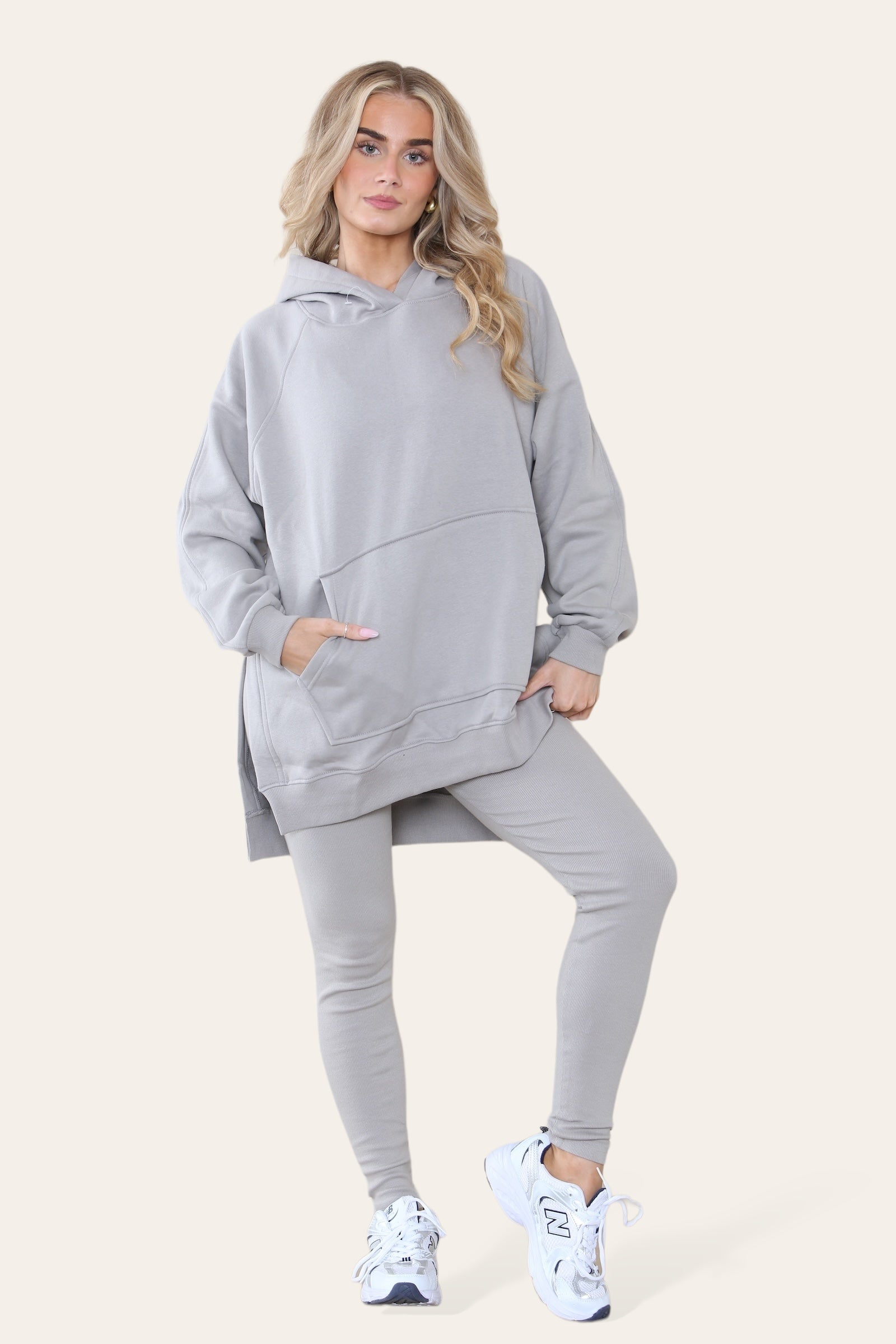 Oversized Split Sides Hoodie & Ribbed Leggings Co-ord - Shelly - Storm Desire