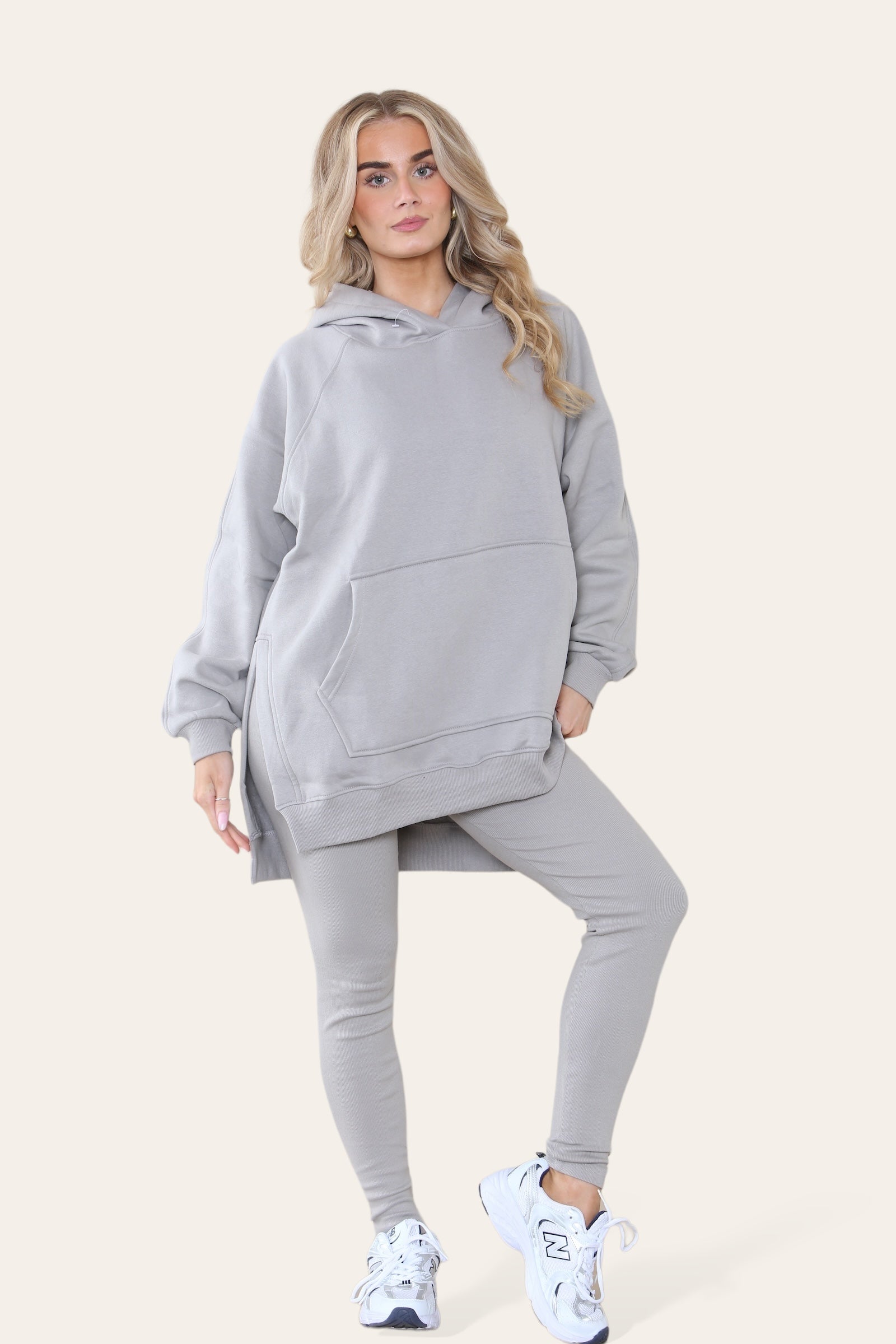 Oversized Split Sides Hoodie & Ribbed Leggings Co-ord - Shelly - Storm Desire