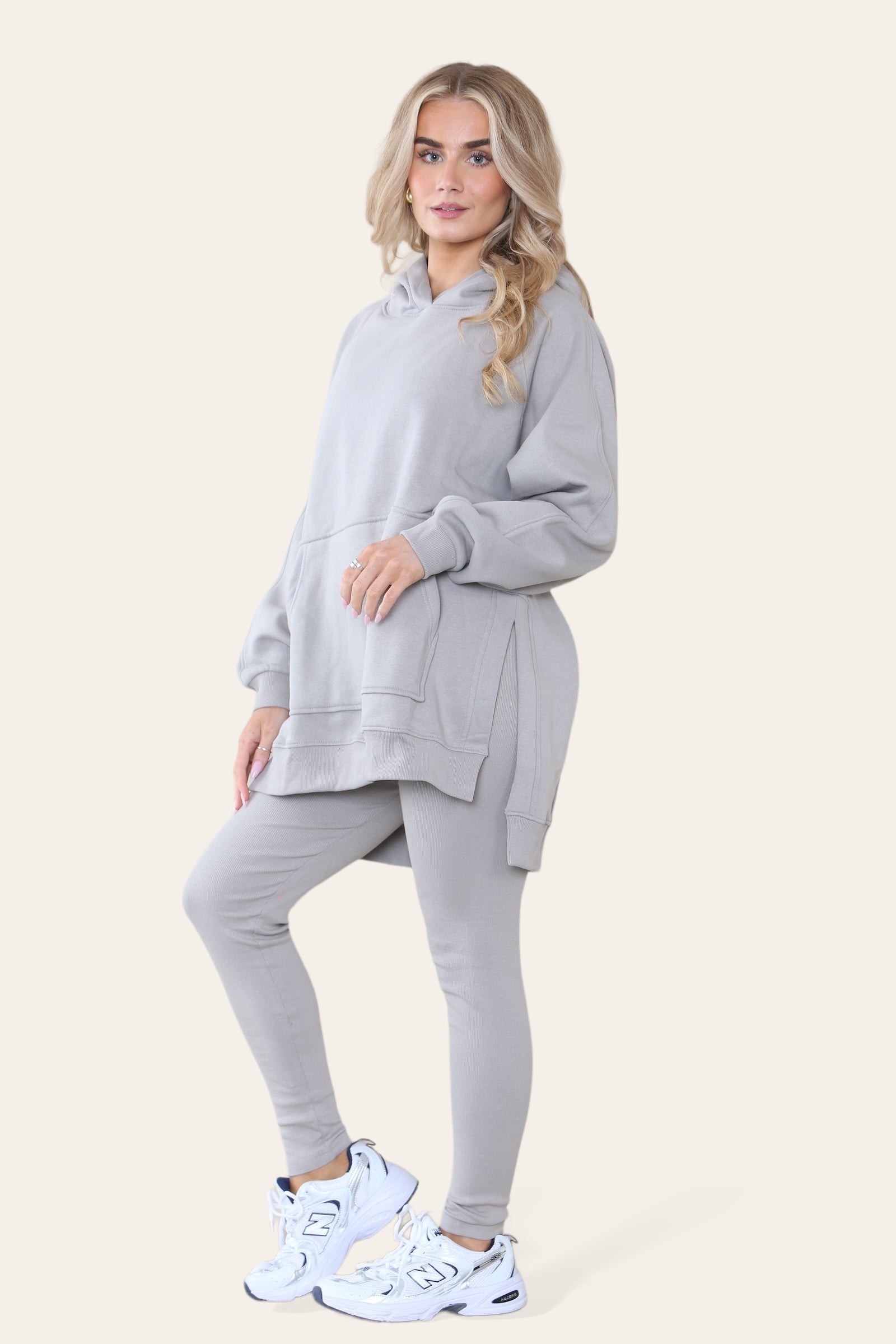 Oversized Split Sides Hoodie & Ribbed Leggings Co-ord - Shelly - Storm Desire