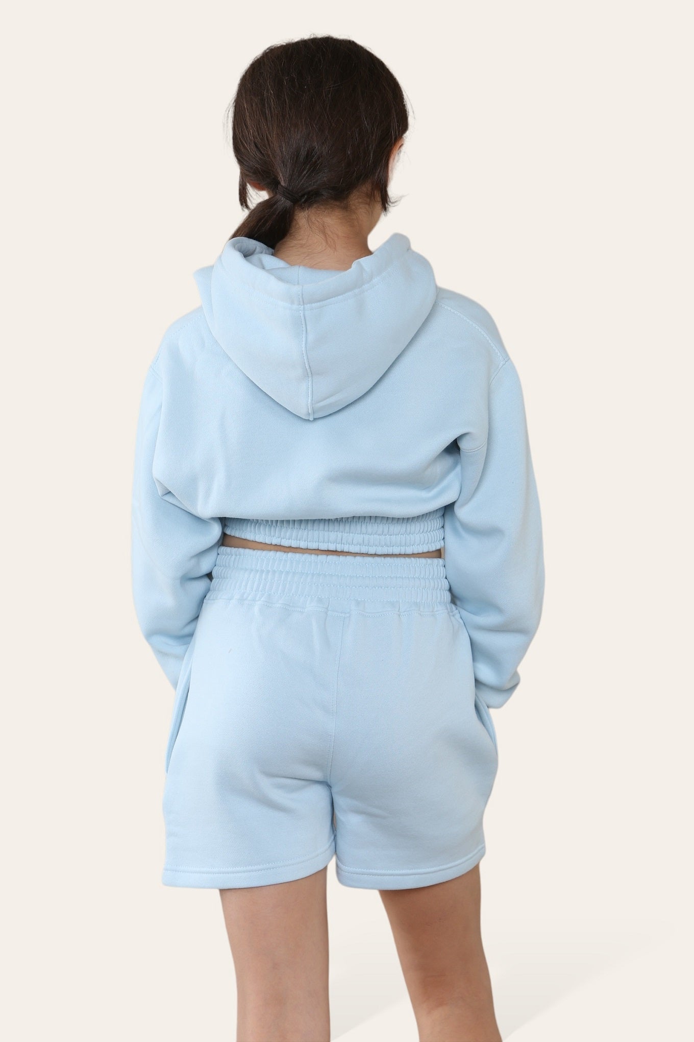 Kids Cropped Zip Up Hoodie & Shorts Fleece Co-ord - Rylee - Storm Desire