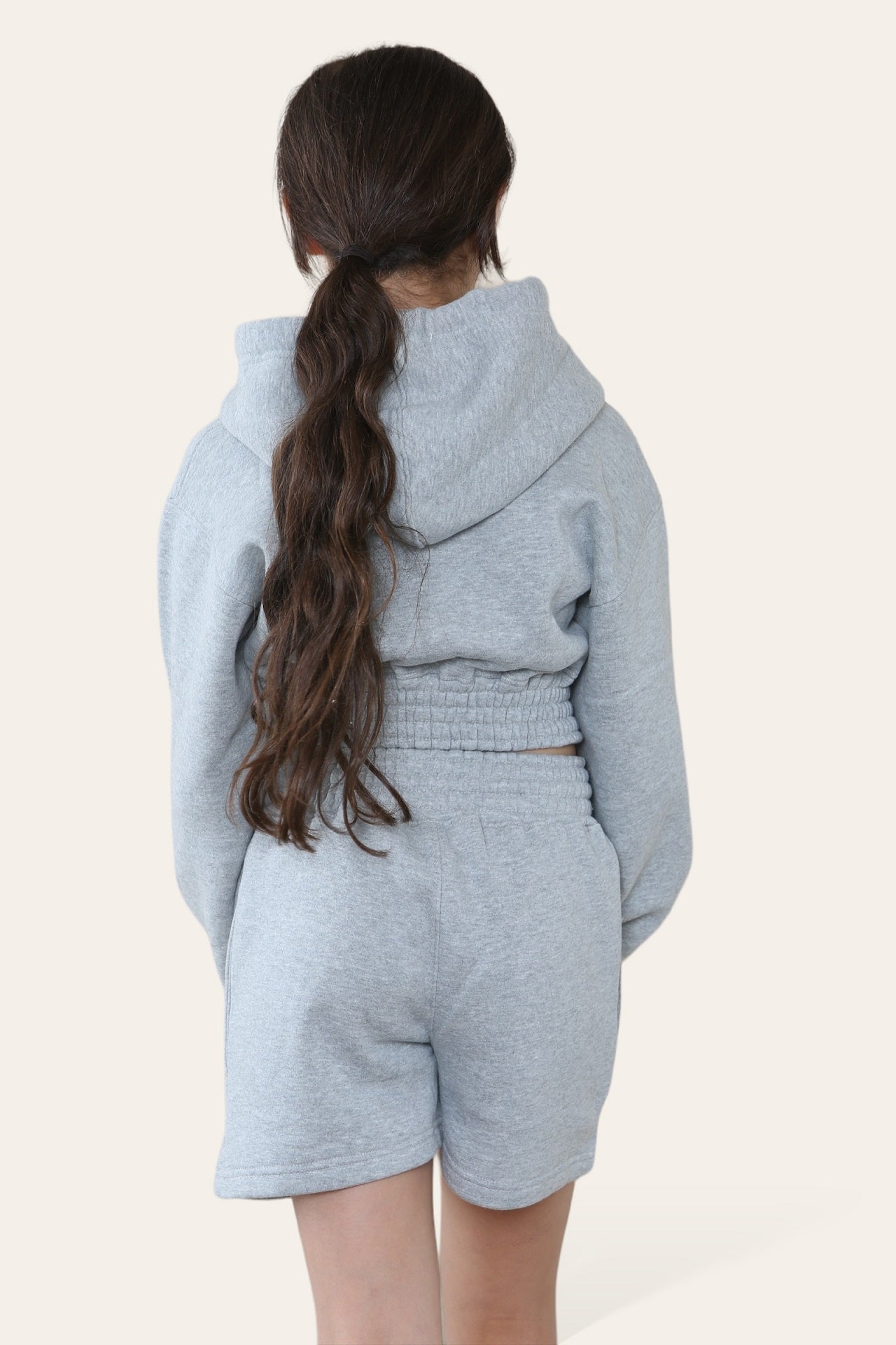 Kids Cropped Zip Up Hoodie & Shorts Fleece Co-ord - Rylee - Storm Desire