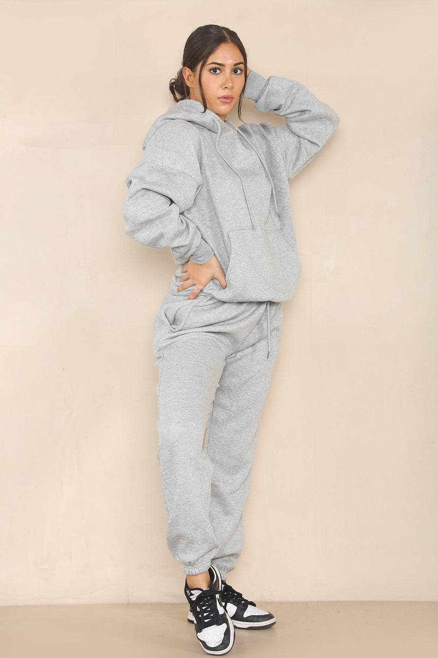 Grey Embroidered Los Angeles Sweatshirt & Jogger Set - Teresa - Storm Desire