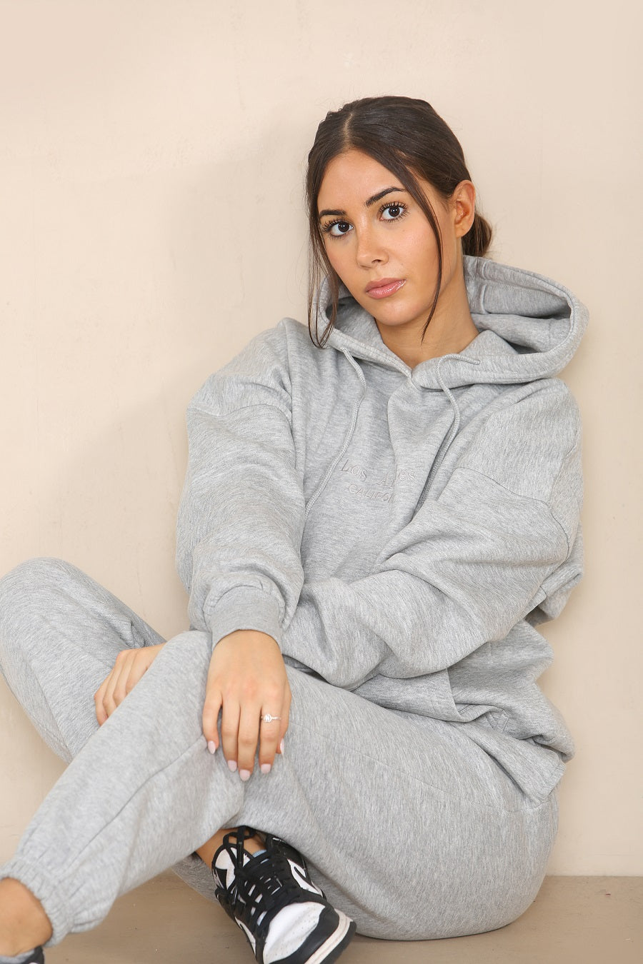 Grey Embroidered Los Angeles Sweatshirt & Jogger Set - Teresa - Storm Desire