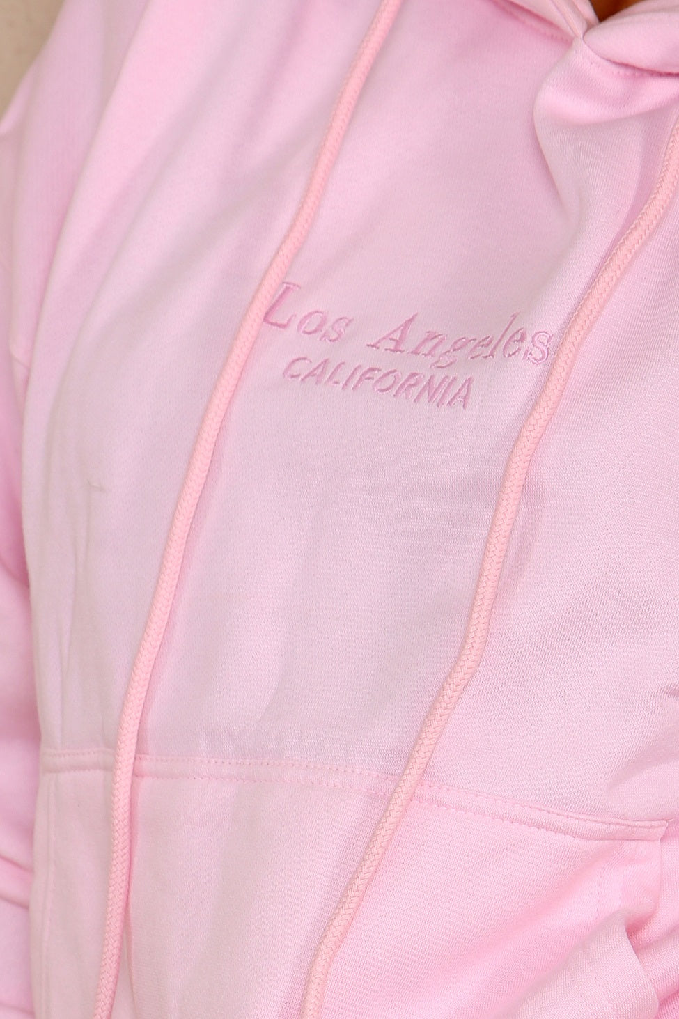 Baby Pink Embroidered Los Angeles Sweatshirt & Jogger Set - Teresa - Storm Desire