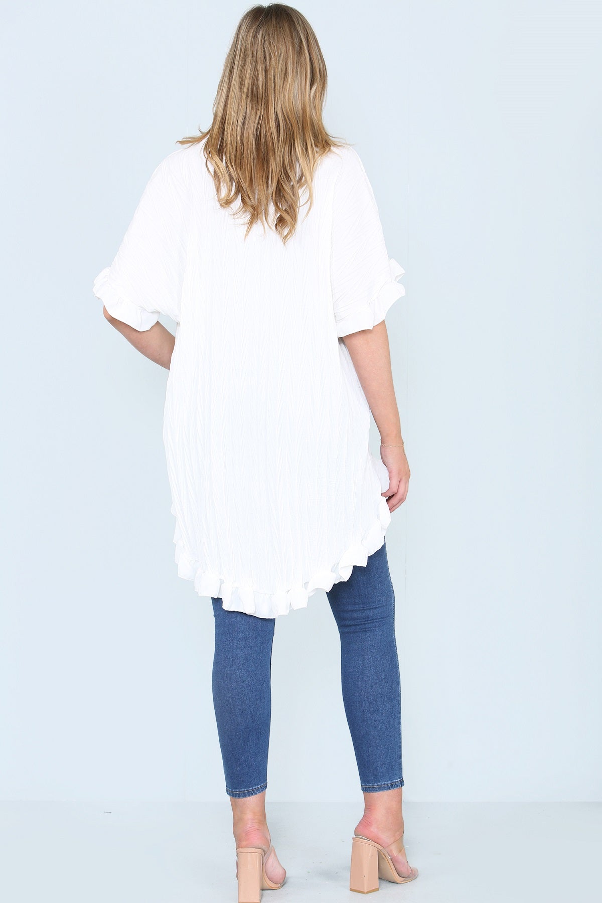 White Frill Detail Oversize Shirt - Miranda - Storm Desire