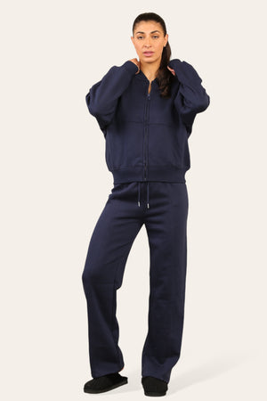 Bomber Style Oversize Fleece Zipper & Jogger Set - Sara - Storm Desire