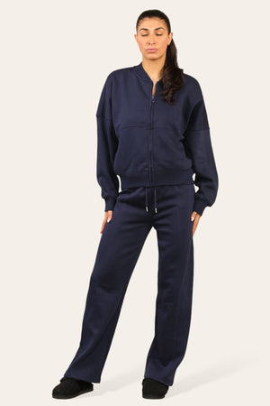 Bomber Style Oversize Fleece Zipper & Jogger Set - Sara - Storm Desire